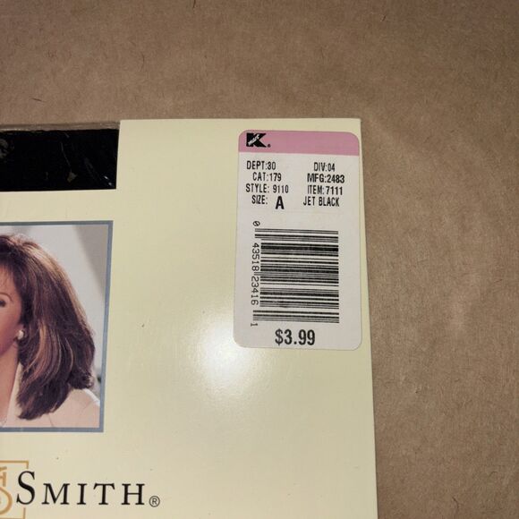 Jaclyn Smith Thigh Highs Size A Jet Black 20 Denier Lycra Lace Sandalfoot New - Picture 2 of 3